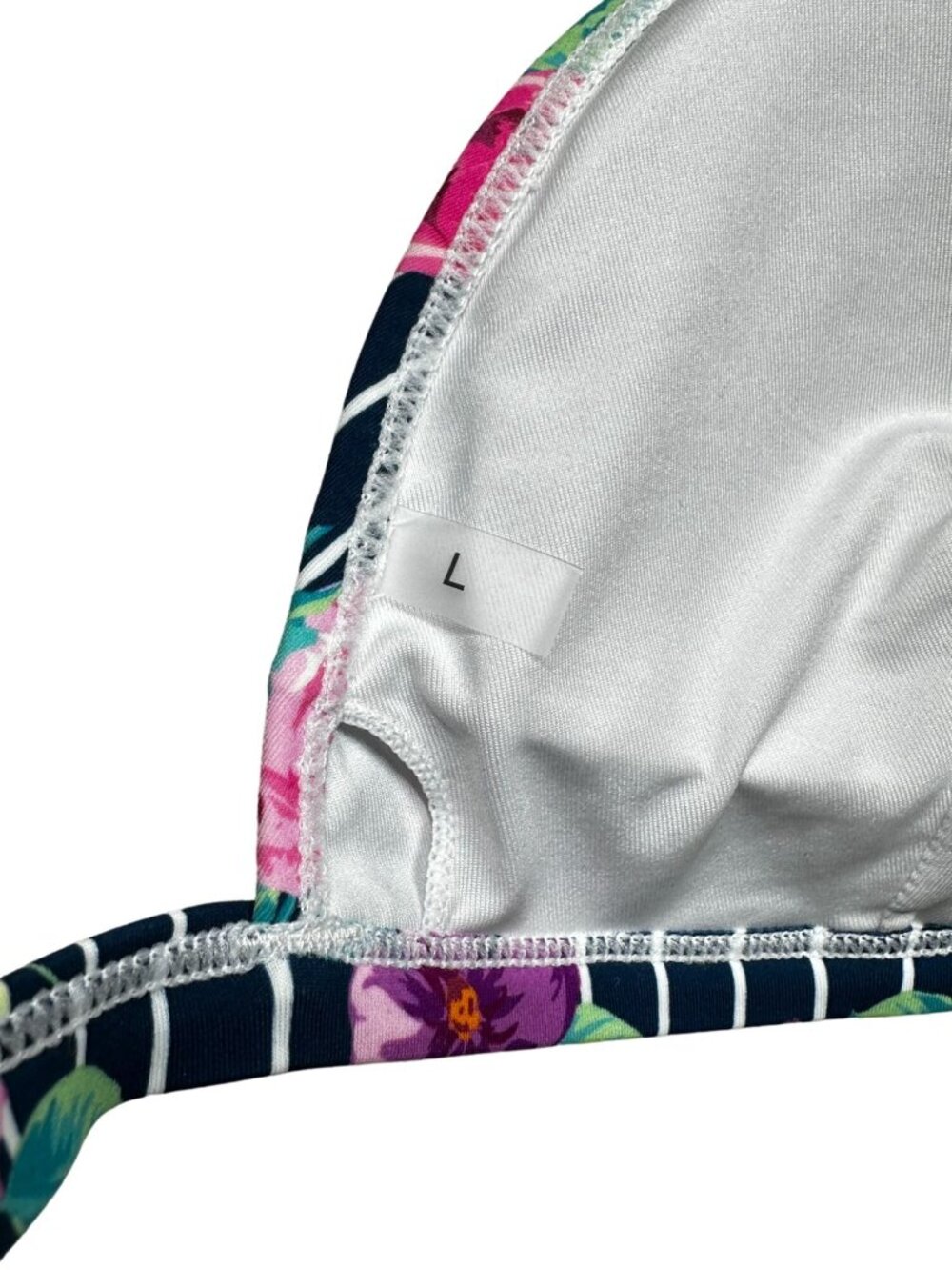 Cupshe Bikini Set Womens Large Striped Floral Two-Piece Swimwear High Waist NEW - Picture 4 of 13